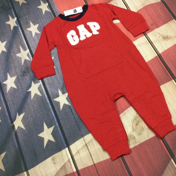 Gap Boys 6-12 Month Red Logo Romper - Picture 2 of 7